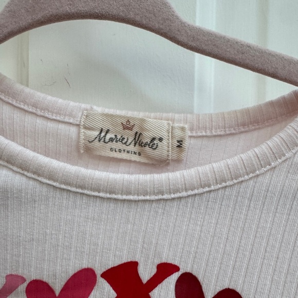 NWOT Marie Nicole 3T Girls Pink & Red XOXO Valentine’s Day Ruffle Sleeve Blouse - Picture 4 of 5